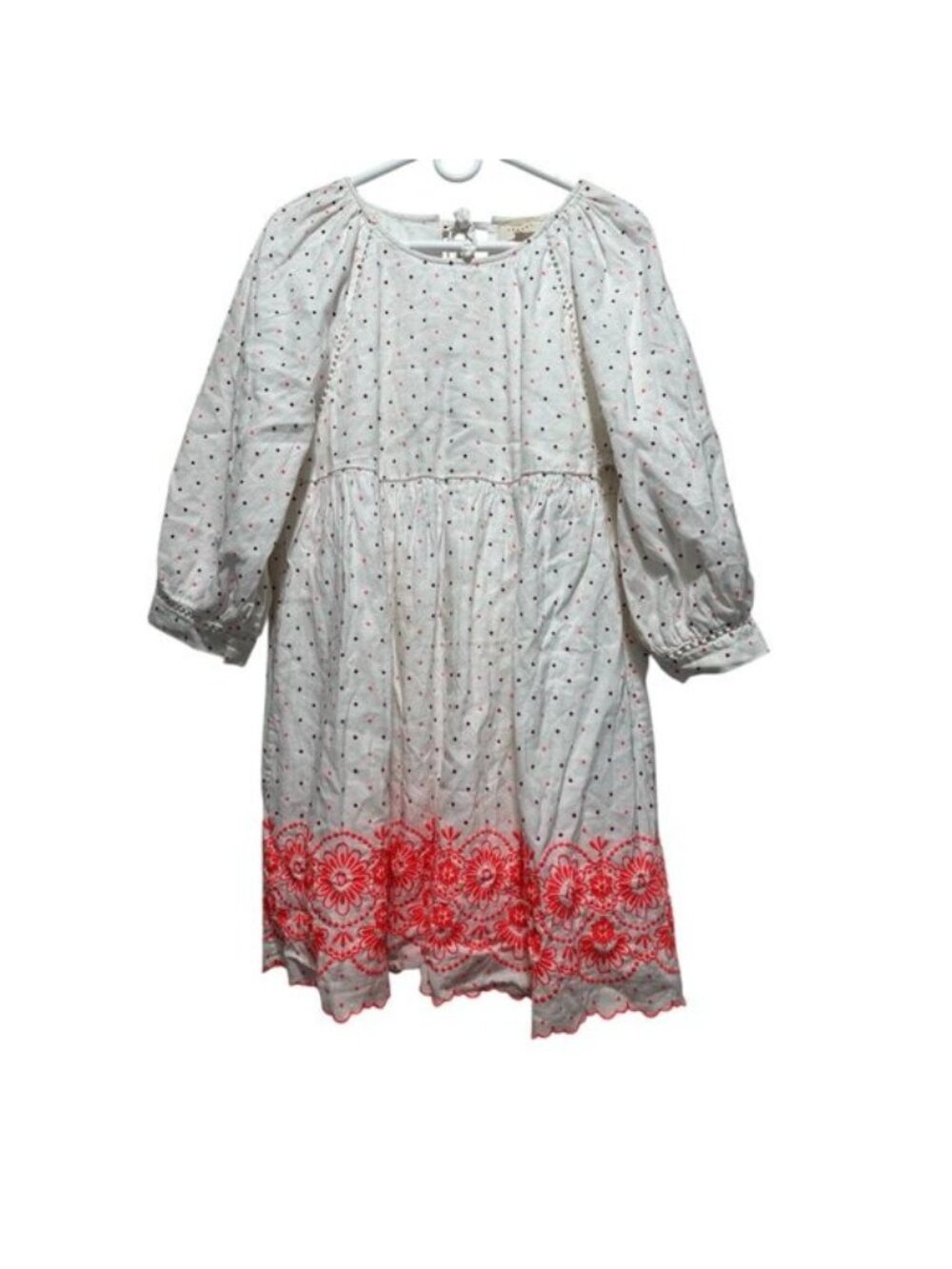 Sézane Grace Embroidery Polka Dots Dress 44 XXL White Bishop Sleeve Dainty Linen - Picture 4 of 16